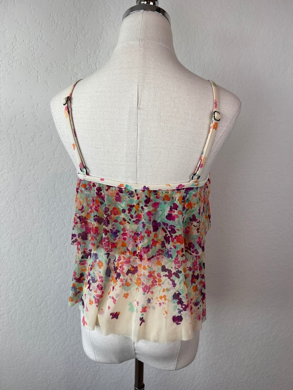 Vintage Y2K Floral Ruffle Layered Multicolor Swim Tankini Top size Medium - Picture 8 of 10